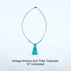 Vintage Triangular Turquoise and White Fossil Coral on Heishi Chain, Zuni (?)